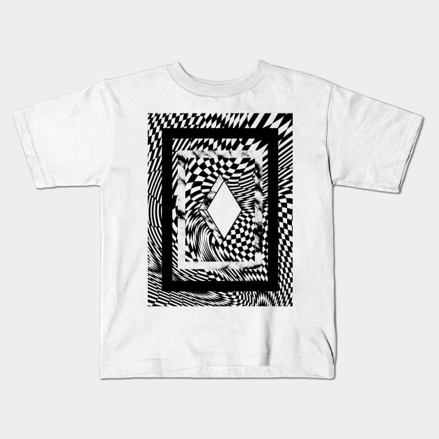 Warped Checkerboard on White Kids T-Shirt by SWAMPMEAT